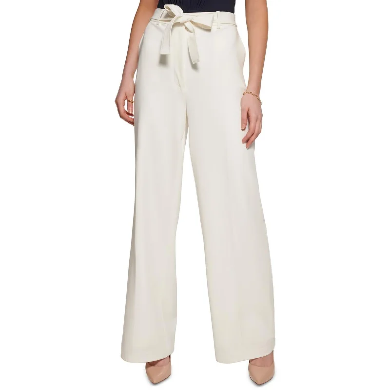 Tommy Hilfiger Womens Tie Waist High Rise Wide Leg Pants